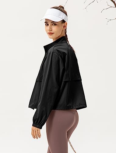 Locachy Women's Lightweight Zip Up Athletic Jacket Stand Collar Windproof Sun Protection Workout Outdoor Jacket2