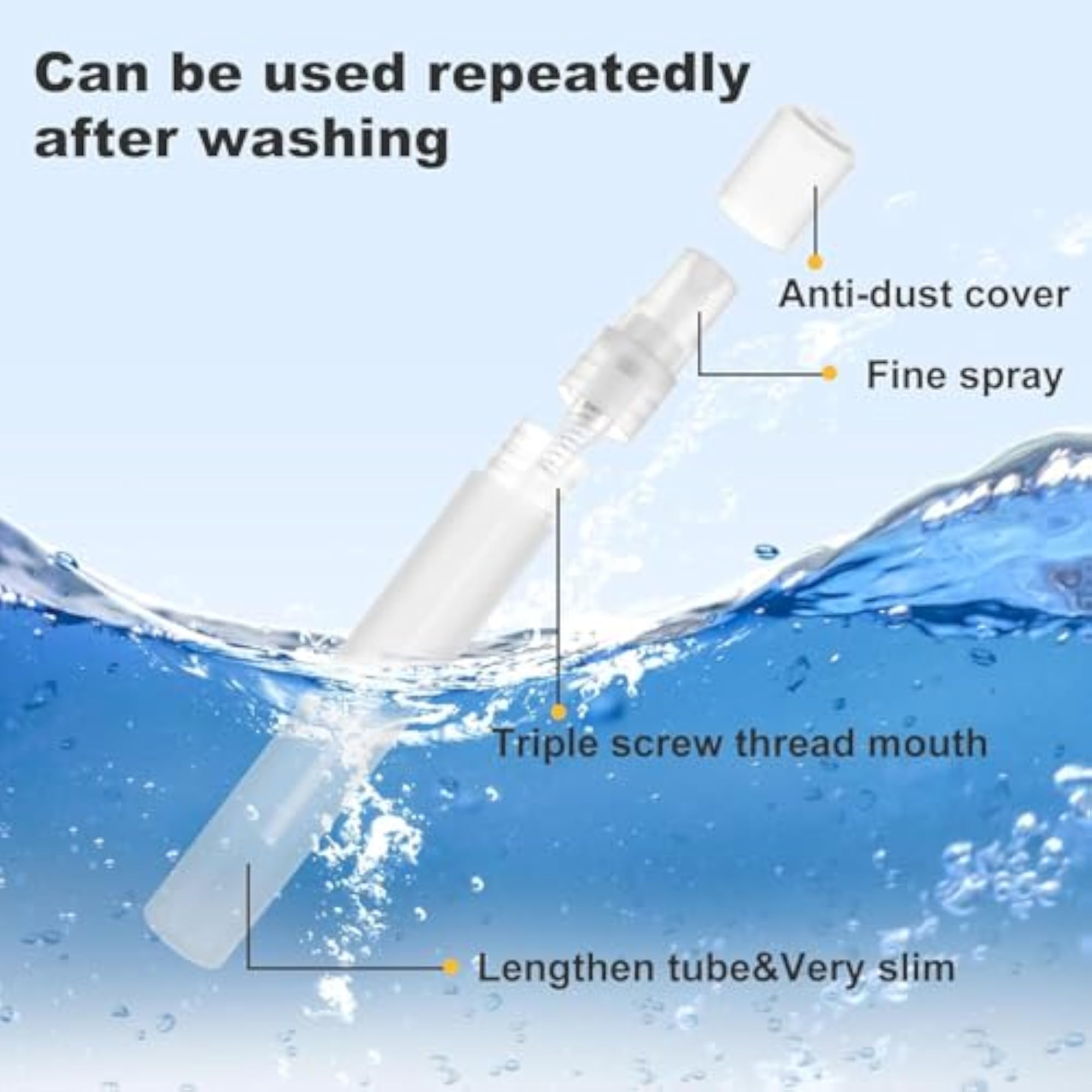 Plastic Mini Spray Bottle, 10 ml Fine Mist Refillable Atomizer