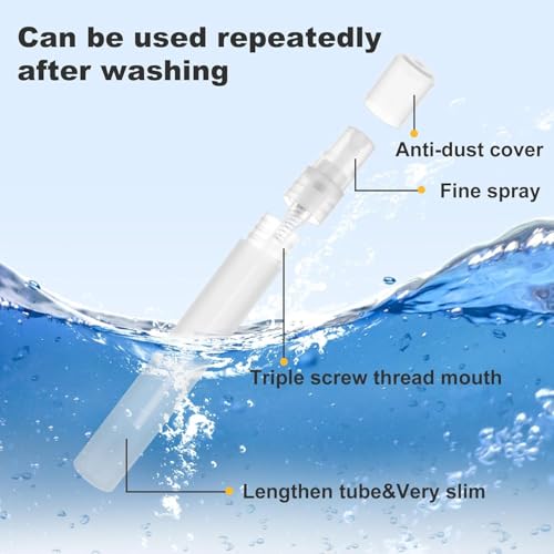 Image of Plastic Mini Spray Bottle, 10 ml Spray Bottle Empty, Fine Mist Refillable Mini Perfume Bottle, Perfume Atomizer, Small Sample Containers, Plastic Portable Travel Bottle, Clear (Pack 5,)