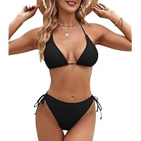 Genfien Conjunto de Bikini Top Triangular Tanga Traje de Baño