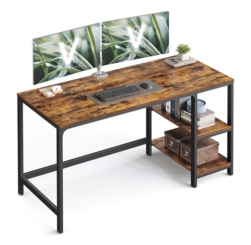 VASAGLE Tisch, Computertisch, Bürotisch, 140 x 60 x 76 cm, moderner Stil, für Arbeitszimmer, Schlafzimmer, Wohnzimmer, vintagebraun-schwarz LWD55X VASAGLE Tisch, Computertisch, Bürotisch, 140 x 60 x 76 cm, moderner Stil, für Arbeitszimmer, Schlafzimmer, Wohnzimmer, vintagebraun-schwarz LWD55X