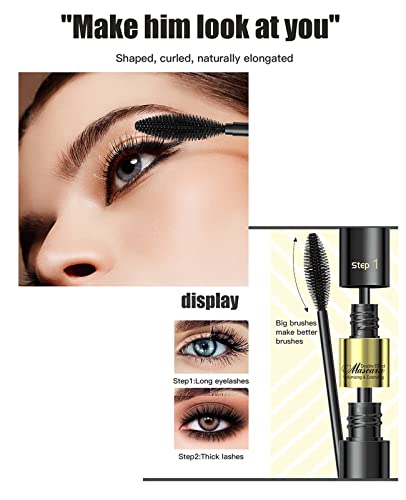 4D Silk Fiber Lash Mascara, 2 In 1 Thrive Mascara For Natural Lengthening And Thickening Effect(Pack Of Black) #TOP3