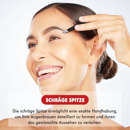 SK STAHLWAREN Pinzetten-Set 4-teilig – Professionelle Profi Präzisionspinzetten aus hochwertigem Edelstahl – Spitzpinzette für eingewachsene Haare, Barthaare, Wimpern & Augenbrauen – inkl. Etui