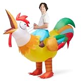 Spooktacular Creations Chicken Inflatable Costume Adult, Riding a Rooster Blow Up Funny Halloween Costume for Men Women Dress-Up Themed Cosplay Parties