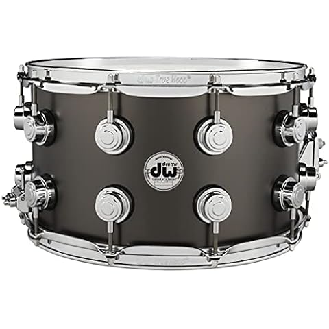 DW Collector's Series DRVD0814SVCBK Snaredrum mit Chrom-Hardware, 35,6 x 20,3 cm, Satin Schwarz Cover