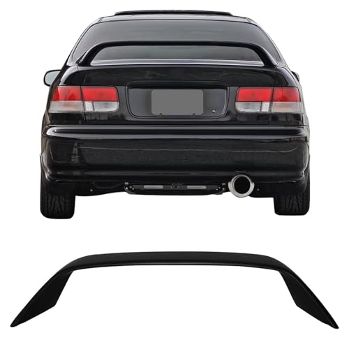 IKON MOTORSPORTS, Trunk Spoiler Compatible with Fits 1994-2001 Acura Integra 2-Door, Type R TR Style Unpainted Black ABS Plastic Rear Trunk Lid Spoiler Wing Lip