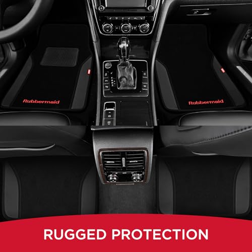 Rubbermaid Car Mats, Carpeted Floor Car Mat with Faux Leather & Built-in Heel Pad, Two-Tone Car Rug Floor Mats, Stylish Carpeted Floor Mats for Cars, Trucks & SUVs Black Color - image 7