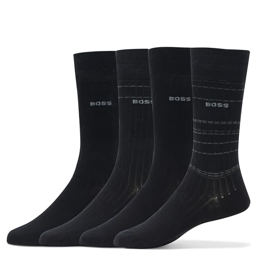 BOSS Men's Four Pack Ribbed Color Block Sock Gift Set