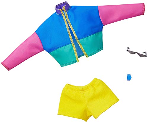 Barbie Fashion Pack with a Color-Blocked Sports Jacket, Yellow Shorts, Watch & Sunglasses, Doll Clothes for Kids 3 to 8 Years Old