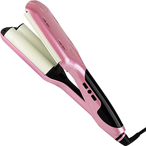 3 Barrel Curling Iron Wand 1 Inch Hair Crimper Dual Voltage Crimper Hair Iron for Long Hair, Professional Ceramic Hair Waver Beach Wavy Hair Curler with LCD Display |Temp Adjustable Hair Deep Waver