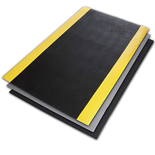 Preisvergleich Produktbild Anti-Ermüdungsmatte Soft-Tritt / Arbeitsplatzmatte / Schwarz-Gelb / Warnstreifen / 90x150 cm