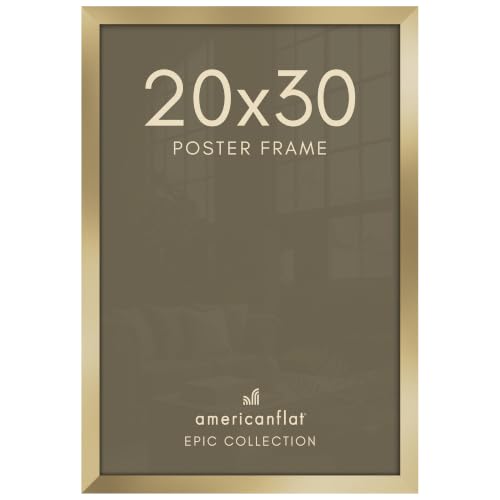 Image of Americanflat 20x30 Poster Frame - Gold Engineered Wood with Polished Plexiglass - Wide Picture Frame for Vertical or Horizontal Wall Display - Epic Collection - Gold