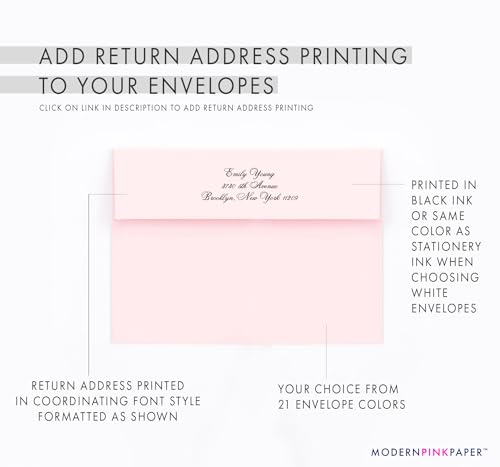 Image of Elegant Stationery Note Cards With Envelopes, FLAT Classic Stationery Set For Women and Men, Custom Thank You Note With Name, Professional Notecards For All Occasions, Your Choice of Colors & Quantity