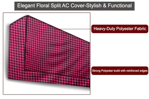 Image of The Furnishing Tree 1 Ton Split AC Cover for Indoor and Outdoor Units Checkered Pattern Maroon