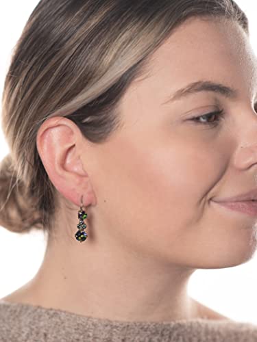 Sorrelli Clustered Circular Crystal Drop Earrings, Antique Gold-Tone Finish, Legacy Volcano #TOP2