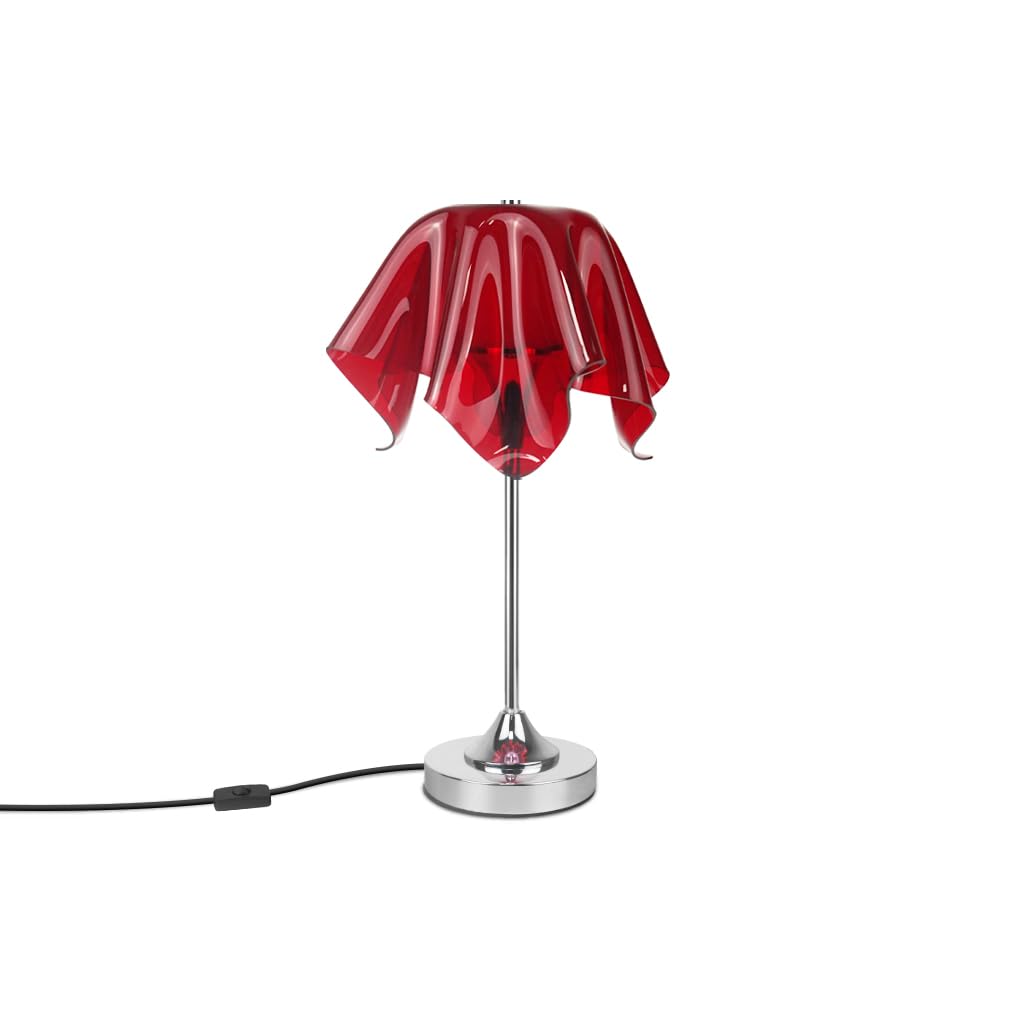Rote Tischlampe,Schreibtischlampe E27 Mit Akryl Falten Schirm Und Chrom Ständer,Nachttischlampe Für Wohnzimmer,Schlafzimmer, Büro,Leselampe und Moderne Tischlicht,Keine Glühbirne Enthalten