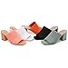 Journee Square Open Toe Chunky Block Heel Knit Slip-On Pump for Women - Lorenna Heeled Fashion Mule White, 11