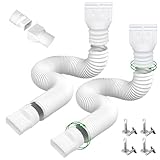 HomeBeyond Flexible Rain Gutter Downspout Extensions 21' to 60', Rainwater Drainage Diverter with Adapters and Screws, Heavy-Duty PE Drain Downspout Extender, Foundation Protection (2 Pack, White)