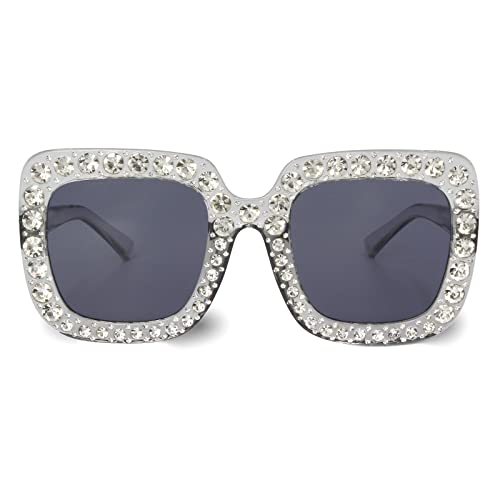 Xpectrum Extra Large Square Sparkly Crystal Sunglasses Bling Rhinestone Concert Glasses2