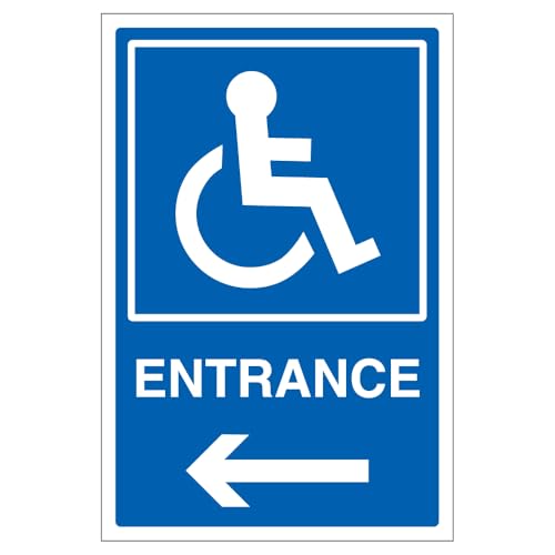 V Safety Disabled Entrance Arrow Left - Super-Tough Rigid Plastic 150 x 200 mm - 2mm Super-Tough Rigid Plastic Safety Sign