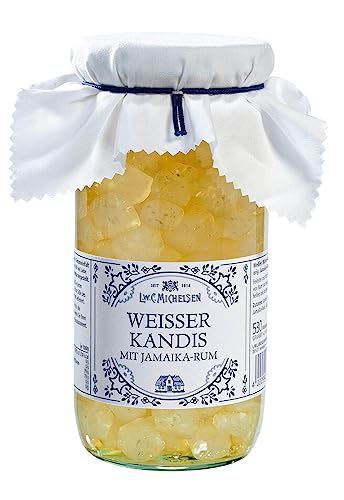 L.W.C. Michelsen - Landhaus Weißer Kandis mit Jamaika-Rum (530g) | Weißer Kandis eingelegt in jamaikanischen Rum | fruchtig & süß | für Tee-Liebhaber | Ein Glas voll purer Natürlichkeit