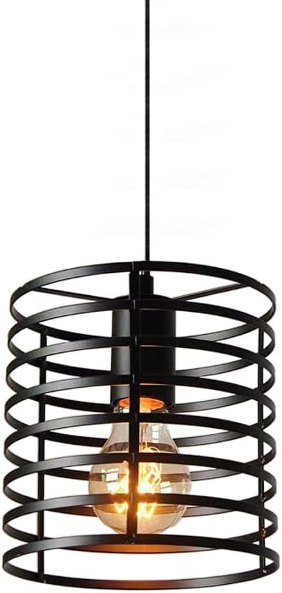 Suspension cage industrielle E27 luminaire rétro pour salon noir