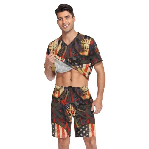 Camisas de pijama para hombre GuoChe que evitan el calor nocturno con estilo de calavera 4
