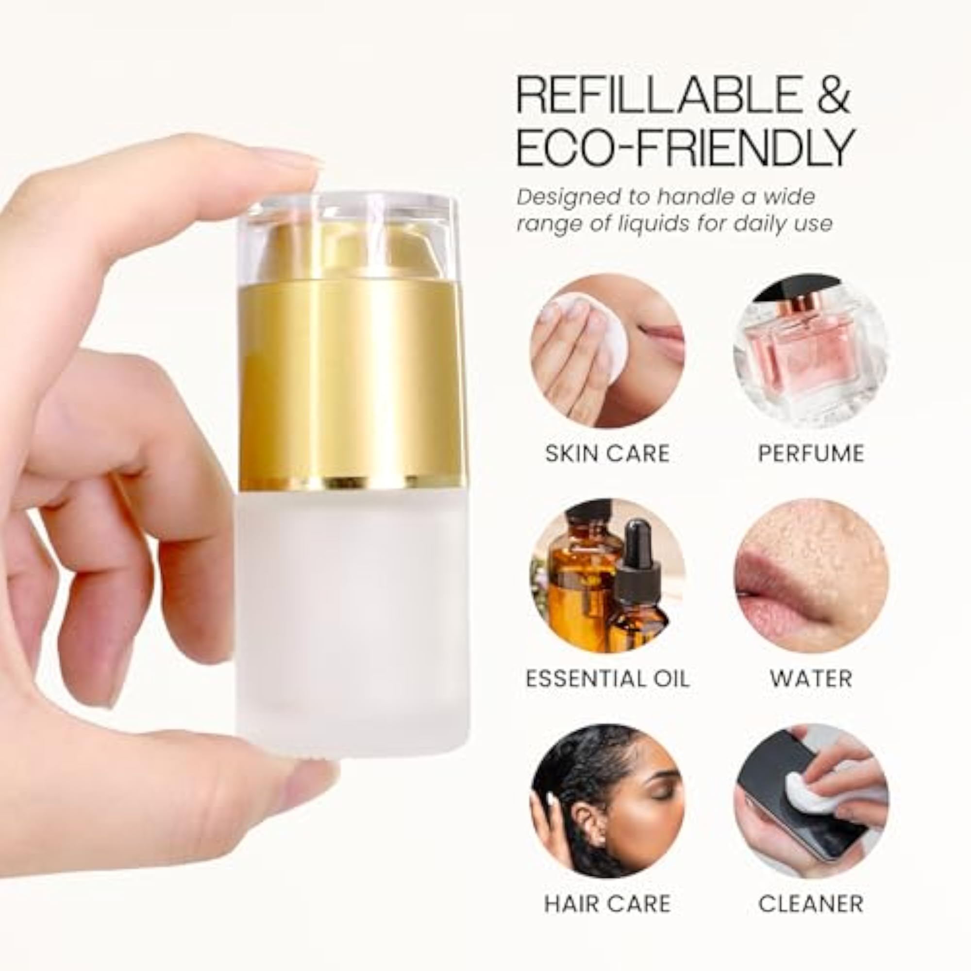 Refillable Gold Frosted Glass Spray Bottle, Fine Mist