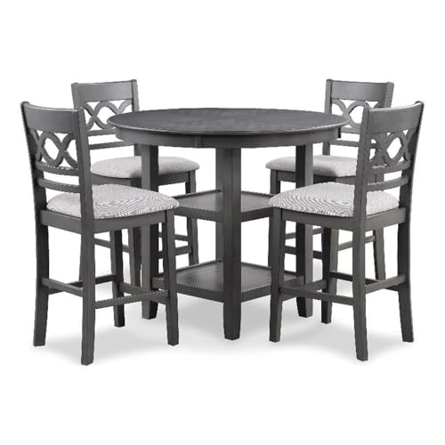 New Classic Furniture Cori 5-Piece Counter Dining Table Set, Gray