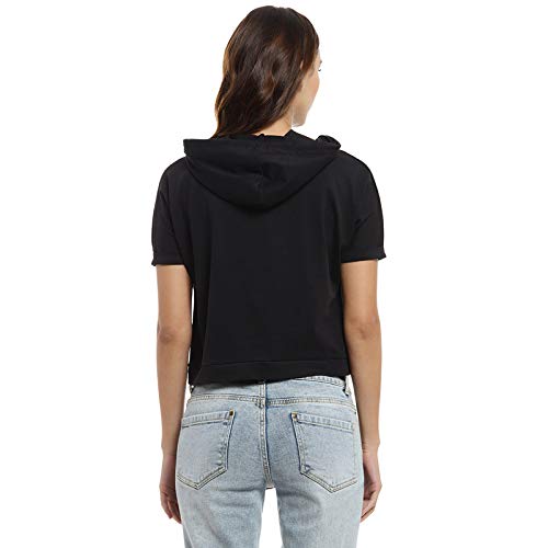 Image of PINACOLADA Women's Hooded Cropped Top for Casual Wear | Crew Neck | Short Sleeve |Poly Cotton Top Crafted with Regular Sleeve & Comfort Fit for Everyday Wear