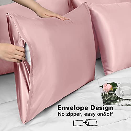 Satin Pillowcase For Hair And Skin, Set Of 2 Coral Silk Pillowcase Queen Satin Pillowcases With Envelope Closure(Coral,20X30 Inches) #TOP4