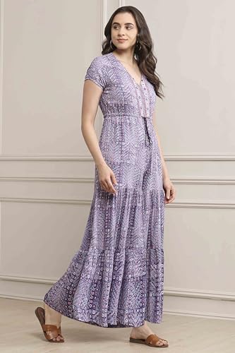 Image of BIBA Women LIVA Straight Printed Jumpsuit
