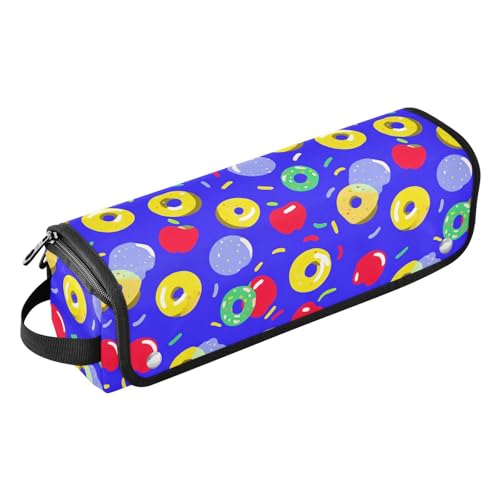 Bolsa de viaje para herramientas de cabello y tapete resistente al calor con zipper, organizador de herramientas para plancha y accesorios de cuidado del cabello, color azul brillante con donuts