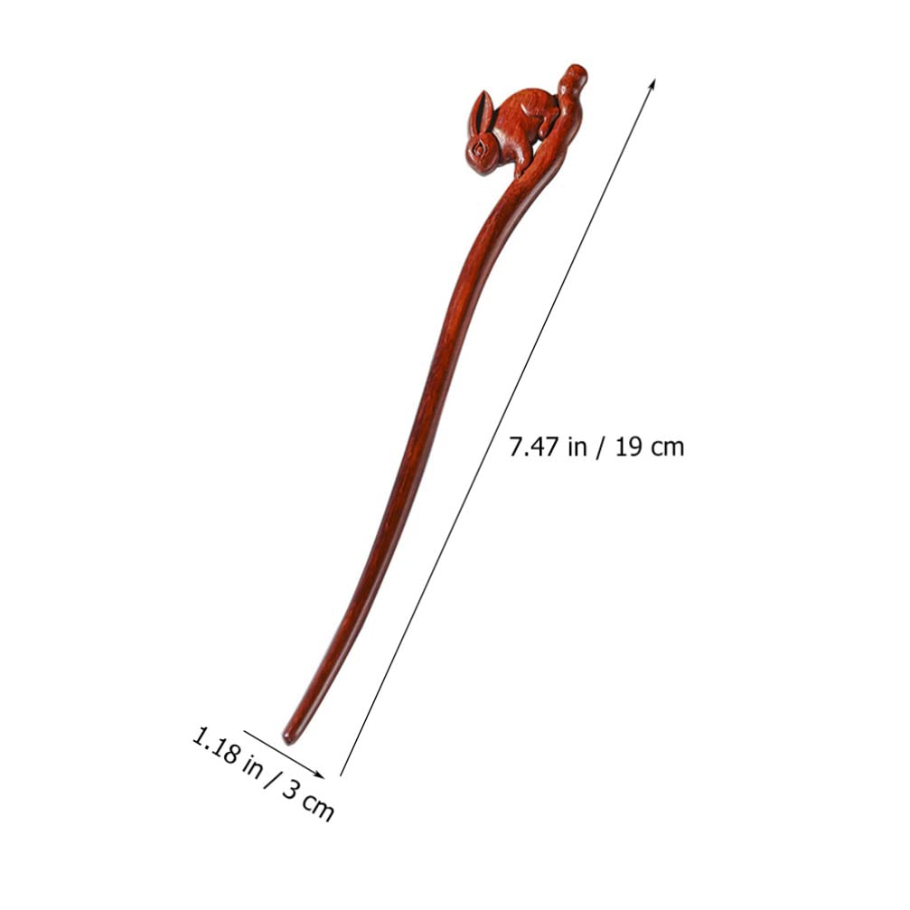 ABOOFAN Vintage Hair Stick Rabbit Shaped Hair Chopstick Wood Antique Hair Clip Hanfu Hairpins Retro Head Accessory for Hair Styling Tool Chinese New Year Gift : Beauty & Personal Care