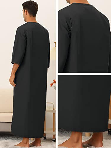 Lars Amadeus Loose Fit Nightshirt for Men's Short Sleeves Button Nightgown Loungewear Nightwear4