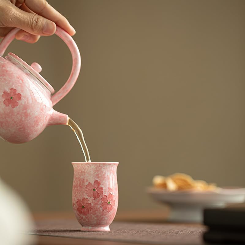 Tea Cup Pure Hand-Painted Japanese-Style Embossed Cherry Blossom Teacup Ceramic Set Scented Host Soaking Container
