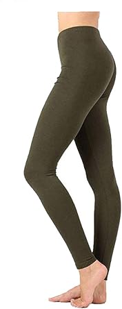 Zenana Outfitters JKC USA Selected Premium Cotton Full Length Solid Color Leggings OP-1851,Large,Dark Olive