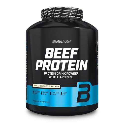 BioTechUSA Beef Protein, 87% hydrolysiertes Protein-Peptid-Formel, Laktose- und Gluten-frei, fettarm, zuckerfrei, Paleo-Diät-freundlich, 1,816 kg, Vanille-Zimt