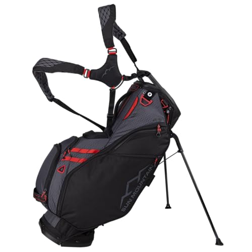 Sun Mountain Men's Eclipse 4.5 LS Lightweight VLO Stand Golf Bag 14-Way Top - 8 Pockets, X Fit Dual Strap System, Push & Electric Cart Compatible Compression Base, 2025 Model - Black-Steel-Red