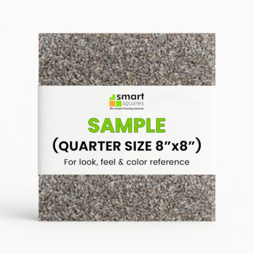 Smart Squares in A Snap Premium Plush Carpet Tiles, Made in USA – 8x8 Peel and Stick Floor Tiles with Attached Padding – Seamless DIY Carpet Squares (0.44 Sq Ft, Sample, 783 Ironside)