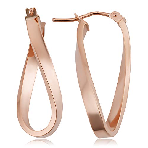 10k Gold Hoop Earrings - Twist Oval and Polished Hoops for Women, 1 Inch by Kooljewelry - Used condition - US$143.87
