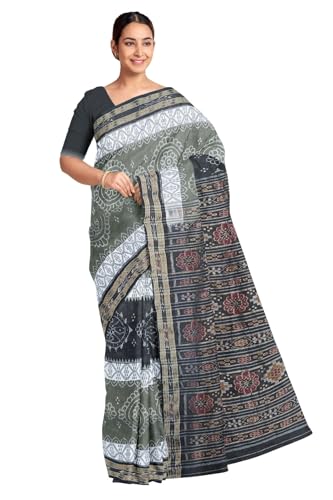 Image of COTTONSILK & KHANDUAPATA Odisha Sambalpuri Handloom Ikat Women Cotton Saree, Odisha Handloom Handmade Pure Cotton Khandua Saree, Ikkat Orissa Traditional Handloom Saree Without Blouse 12
