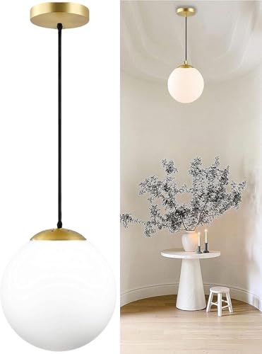Image of Wall Lamp Chandelier Pendant Light, Home Decor for Bedroom, Living Room, Hallway, Cafe, Hotel, Restaurant (Milky Ball Hanging LAMP with LED Bulb Pack of 1)