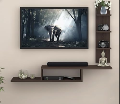 Image of Bros Moon Engineered Wood TV Stand with Storage Shelf and Foot Pad Entertainment Console for Set Top Box, Books & Decor, Wenge White Finish (101 x 40.5 x 41 cm)