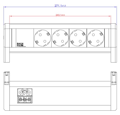 Regleta desk Bachmann con 4 schukos integrados para optimizar espacio 3