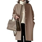 [ドアーズ] 5色展開 ノーカラー ミドル丈 コート レディース アウター 厚手 カジュアル ロングコート レイヤード 生地 学生 スクール かわいい ゆったり 大判 きれいめ だぼだぼ 冬用 フォーマル ゆるい 前開き 可愛い 体型カバー 上着 うわぎ 型崩れしない ぶらうん 大 ポケット オシャレ ビッグシルエット おおきい xl ブラウン 3A-D07-BRXL