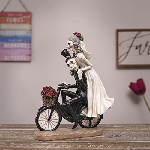 Pacific Trading Love Never Dies Skeleton Couple On Bicycle Figurine 11 Inch #TOP4
