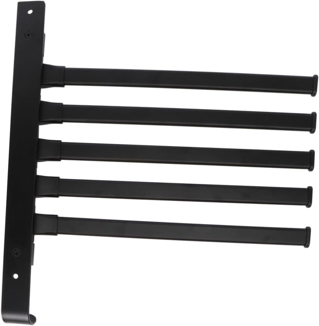 1Pc Rotatable Towel Mounted Bathroom Storage Rack Punch Black with Bars for Efficient Towel Organization Space Saving Design for Bathrooms