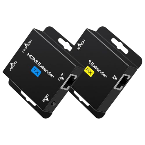 HDMI Extender Over ethernet Cat5e Cat6 200FT HDMI Ethernet Adapter Transmitter Sender Receiver Repeater Balun Support 1080P@60Hz 3D POC Copy EDID Up to 1920x1200