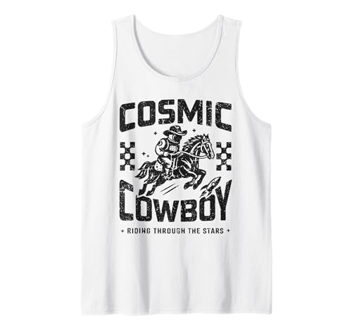 Retro Space Western Aesthetic Vintage Sci-Fi Cowboy Design Tank Top